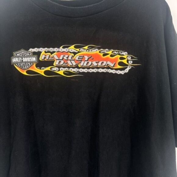 Vintage Harley-Davidson 2002 North End Plattsburgh NY T-Shirt Black XXL Flames - Picture 5 of 11
